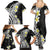 Hawaii Aloha Family Matching Summer Maxi Dress and Hawaiian Shirt Plumeria Vintage - Black LT7 - Polynesian Pride