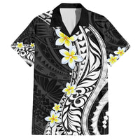 Hawaii Aloha Family Matching Summer Maxi Dress and Hawaiian Shirt Plumeria Vintage - Black LT7 Dad's Shirt - Short Sleeve Black - Polynesian Pride
