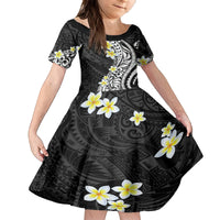 Hawaii Aloha Family Matching Tank Maxi Dress and Hawaiian Shirt Plumeria Vintage - Black LT7 Daughter's Dress Black - Polynesian Pride