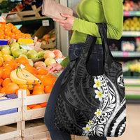 Hawaii Aloha Grocery Bag Plumeria Vintage - Black