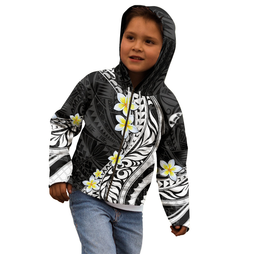 Hawaii Aloha Kid Hoodie Plumeria Vintage - Black LT7 - Polynesian Pride