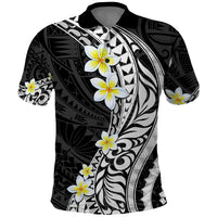 Hawaii Aloha Polo Shirt Plumeria Vintage - Black LT7 Black - Polynesian Pride
