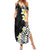 Hawaii Aloha Summer Maxi Dress Plumeria Vintage - Black LT7 Women Black - Polynesian Pride