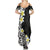 Hawaii Aloha Summer Maxi Dress Plumeria Vintage - Black LT7 - Polynesian Pride