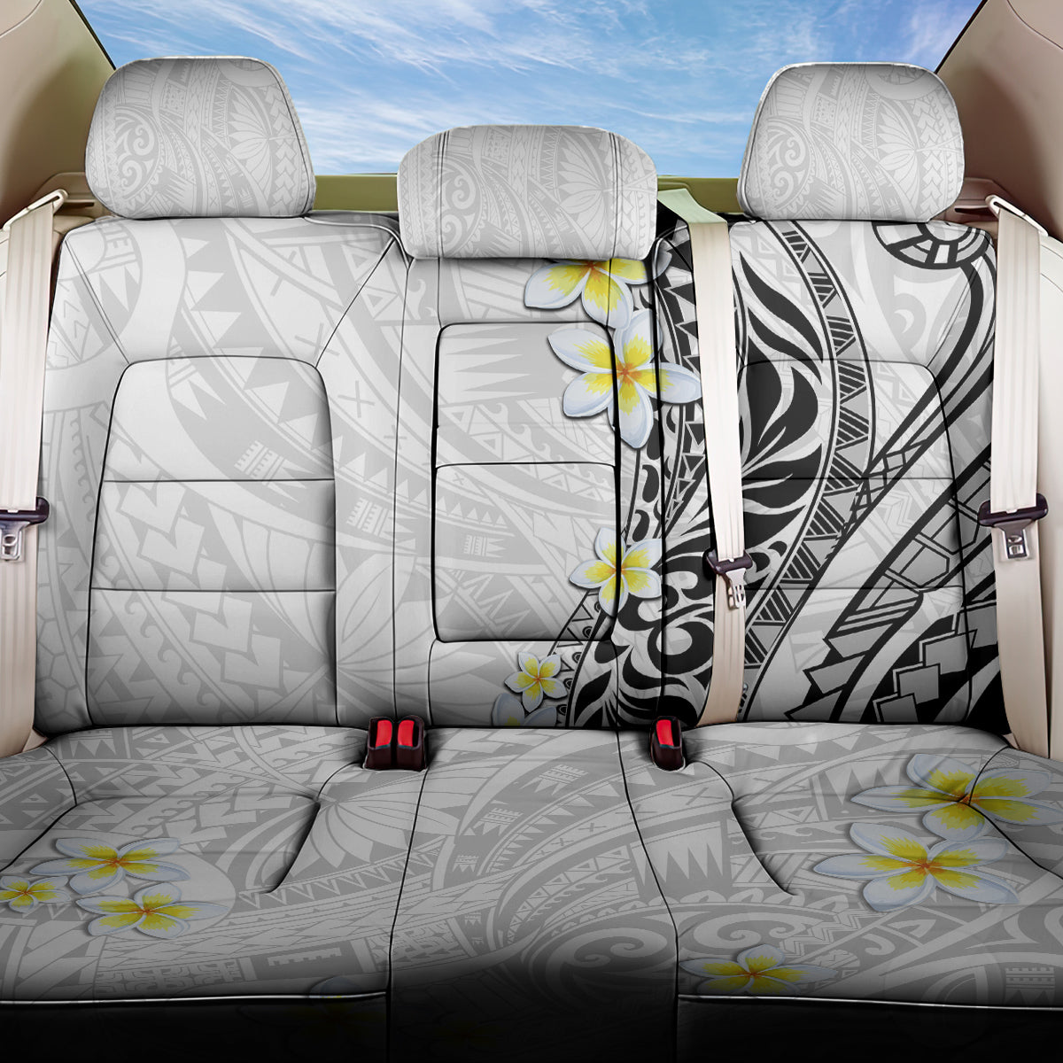 Hawaii Aloha Back Car Seat Cover Plumeria Vintage - White LT7