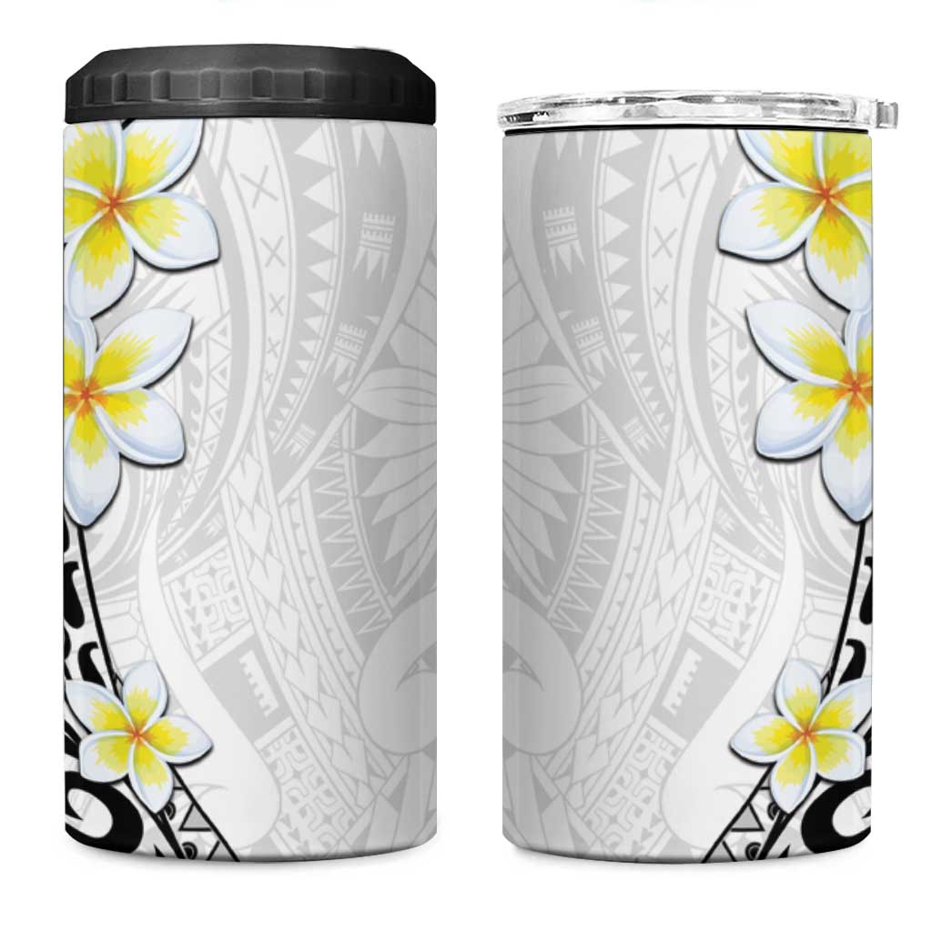 Hawaii Aloha 4 in 1 Can Cooler Tumbler Plumeria Vintage - White