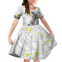 Hawaii Aloha Family Matching Summer Maxi Dress and Hawaiian Shirt Plumeria Vintage - White LT7 Daughter's Dress White - Polynesian Pride