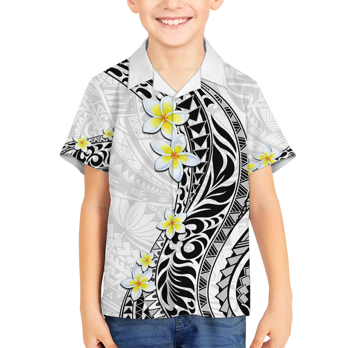 Hawaii Aloha Family Matching Tank Maxi Dress and Hawaiian Shirt Plumeria Vintage - White LT7 Son's Shirt White - Polynesian Pride