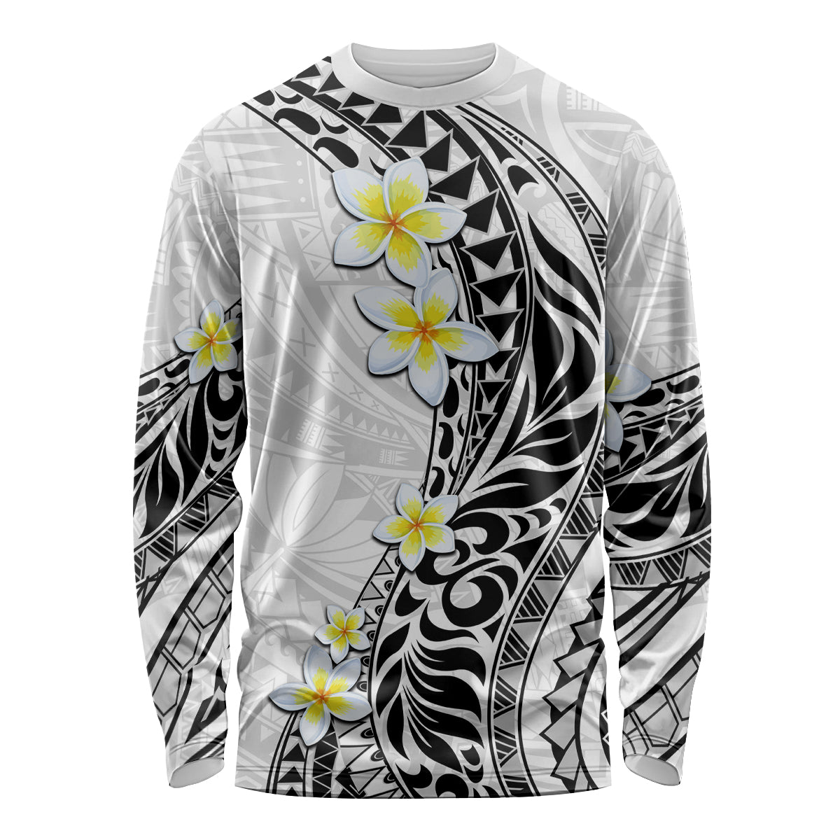 Hawaii Aloha Long Sleeve Shirt Plumeria Vintage - White LT7 Unisex White - Polynesian Pride