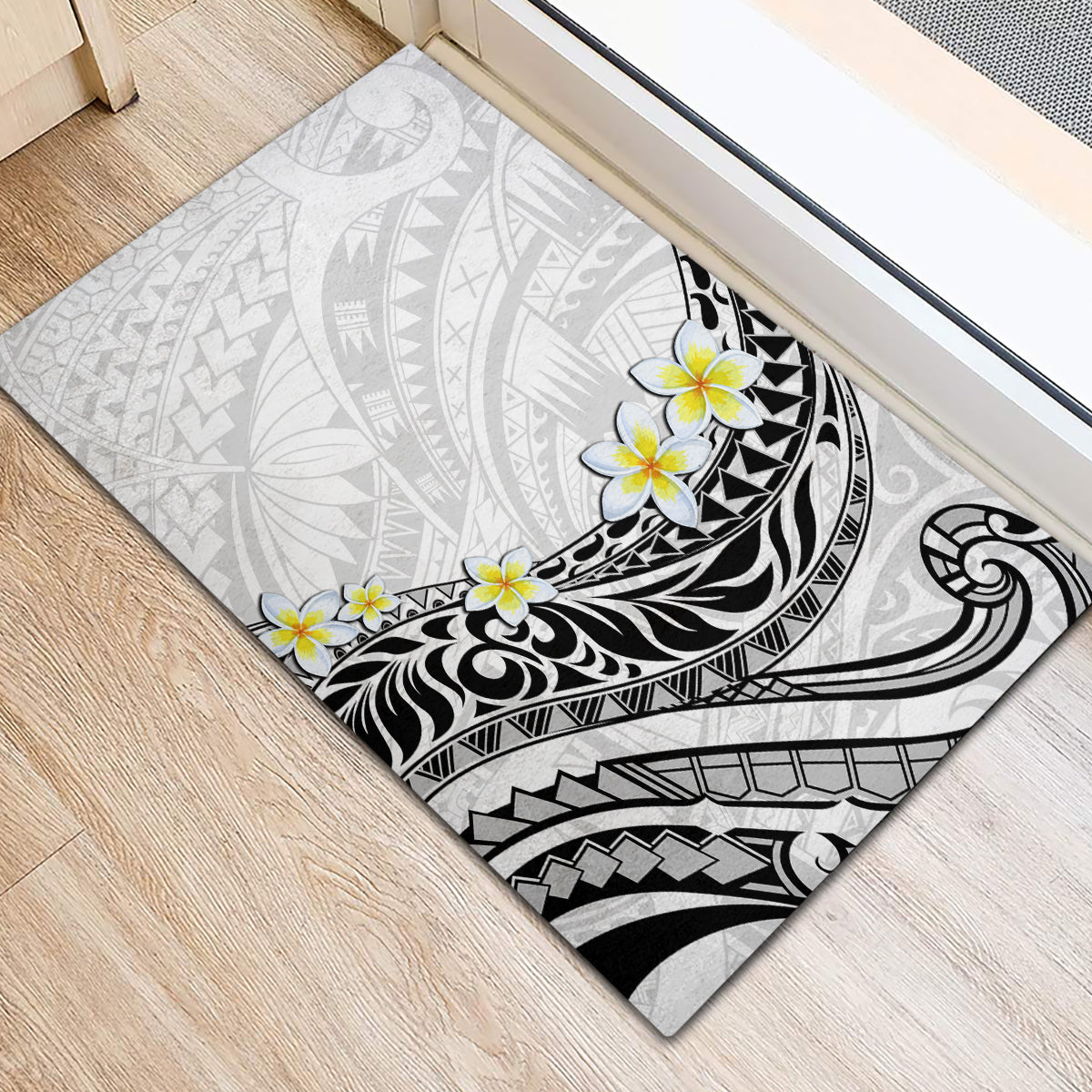 Hawaii Aloha Rubber Doormat Plumeria Vintage - White LT7 - Polynesian Pride