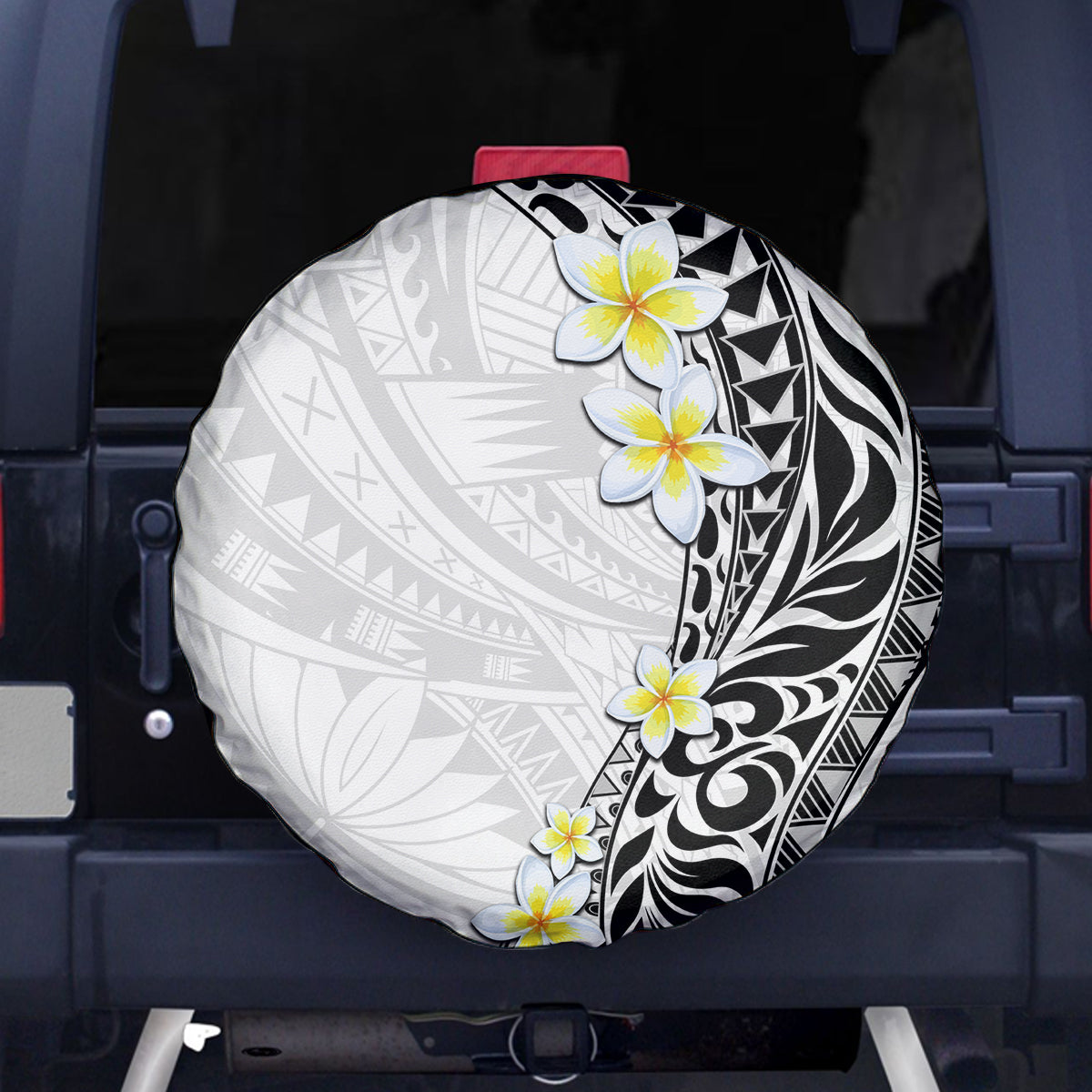 Hawaii Aloha Spare Tire Cover Plumeria Vintage - White LT7 White - Polynesian Pride