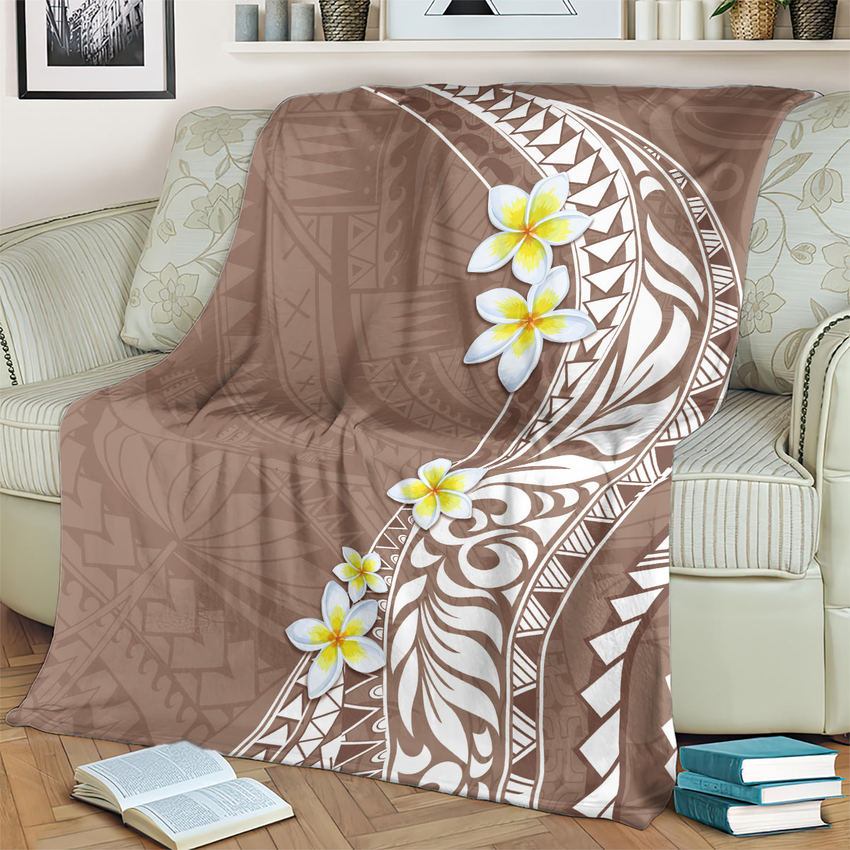Hawaii Aloha Blanket Plumeria Vintage - Brown LT7 - Polynesian Pride