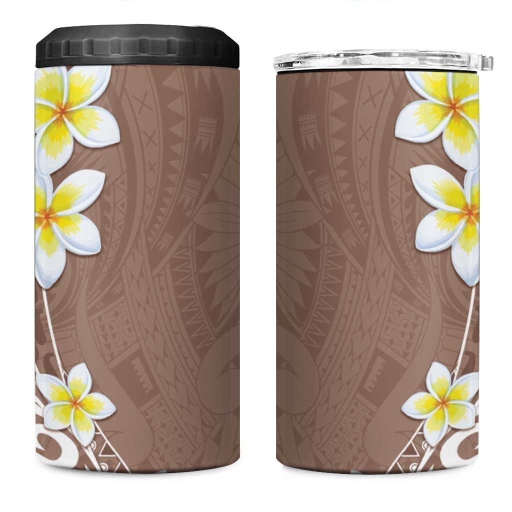 Hawaii Aloha 4 in 1 Can Cooler Tumbler Plumeria Vintage - Beige
