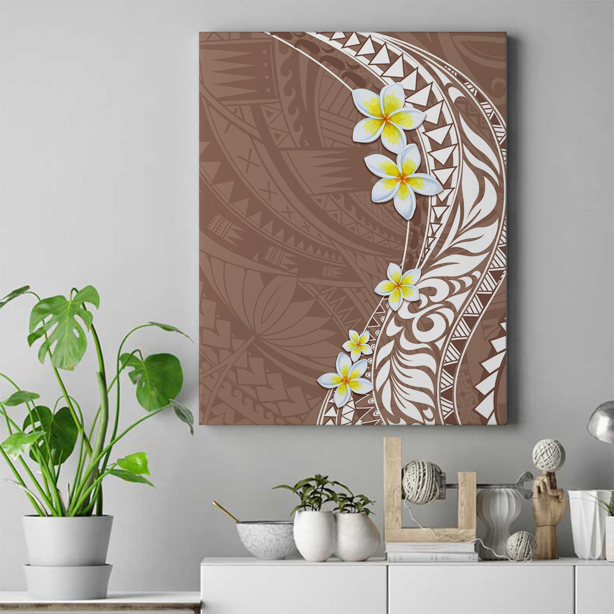 Hawaii Aloha Canvas Wall Art Plumeria Vintage - Brown LT7 Brown - Polynesian Pride