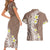 Hawaii Aloha Couples Matching Short Sleeve Bodycon Dress and Hawaiian Shirt Plumeria Vintage - Brown LT7 - Polynesian Pride