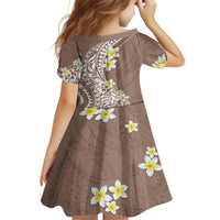 Hawaii Aloha Family Matching Off Shoulder Short Dress and Hawaiian Shirt Plumeria Vintage - Brown LT7 - Polynesian Pride