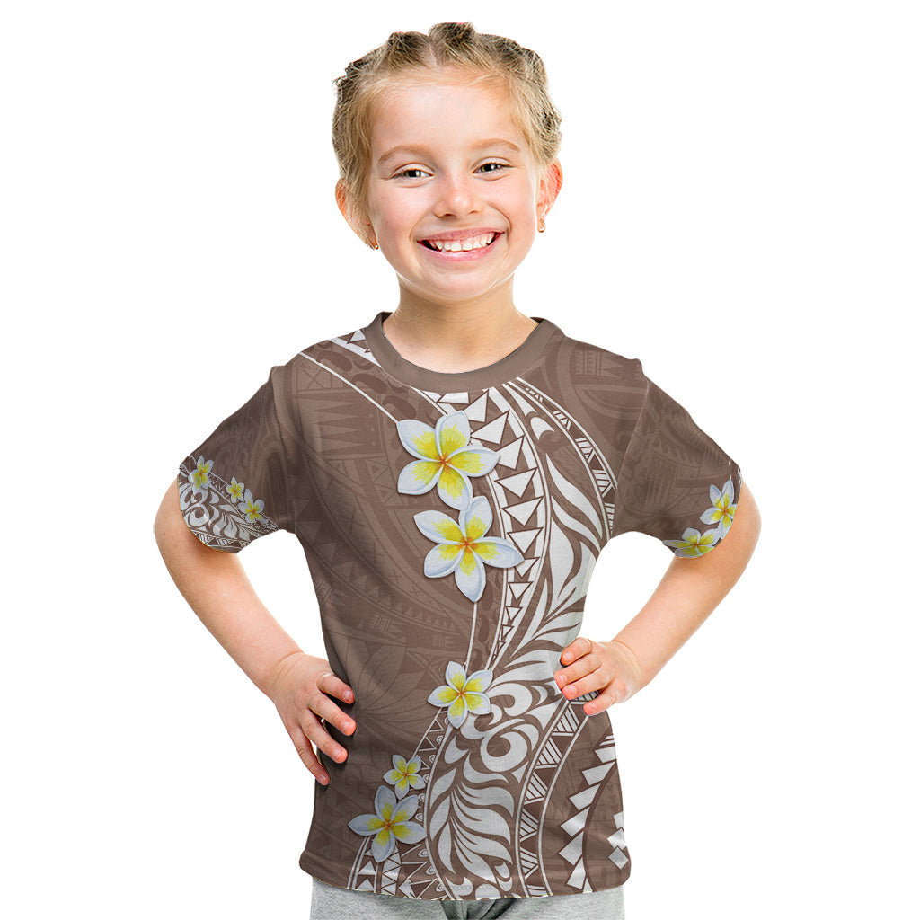 Hawaii Aloha Kid T Shirt Plumeria Vintage - Brown LT7 Brown - Polynesian Pride