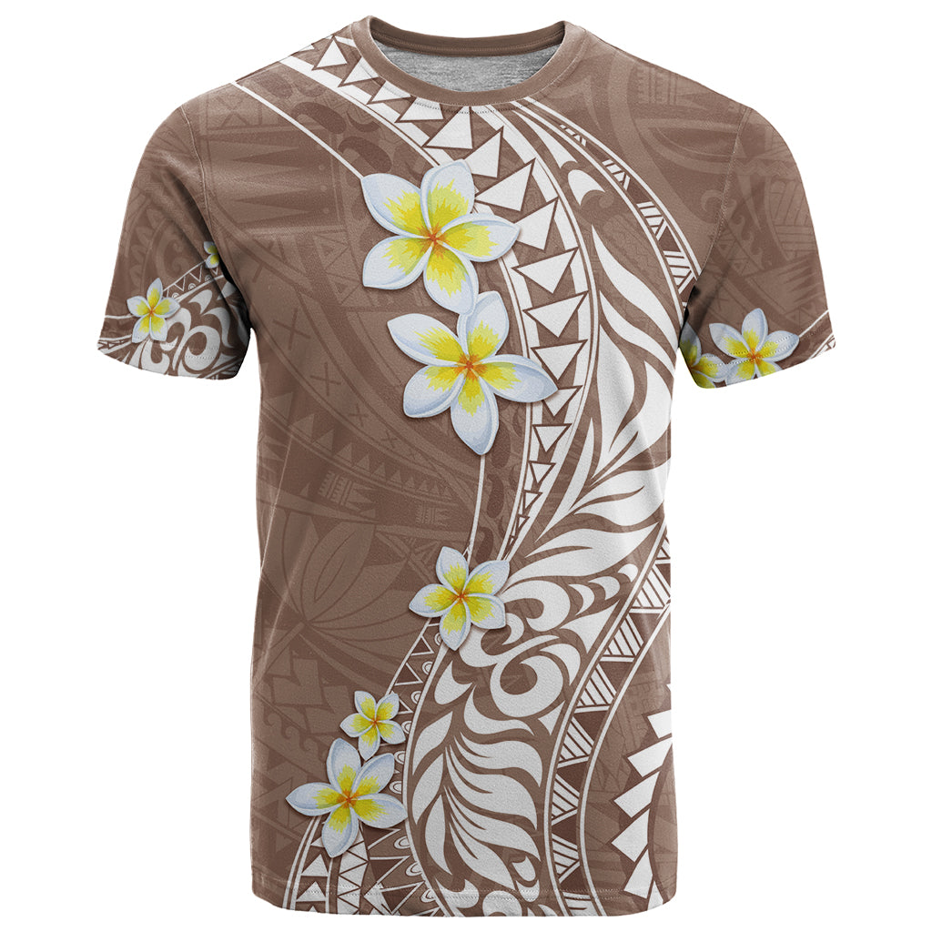 Hawaii Aloha T Shirt Plumeria Vintage - Brown LT7 Brown - Polynesian Pride