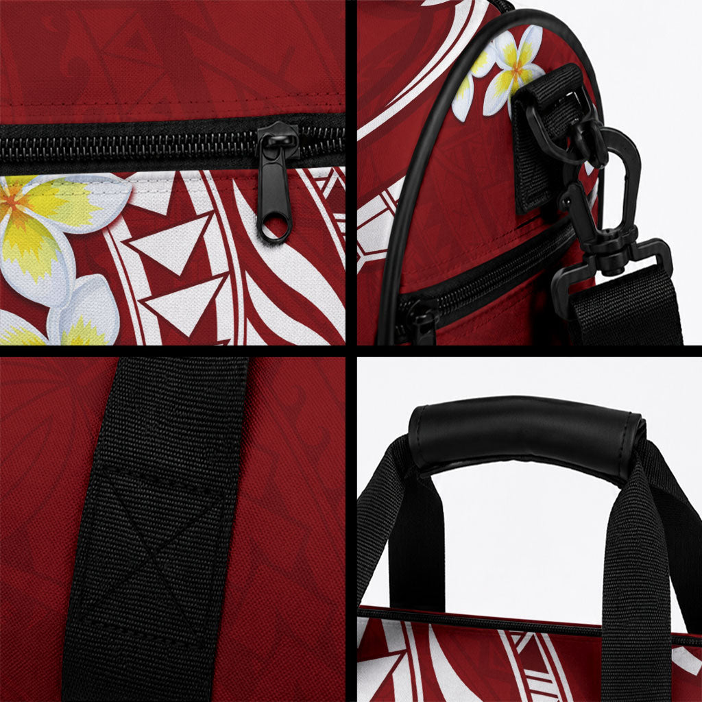 Hawaii Aloha Duffle Bag Plumeria Vintage - Crimson LT7 - Polynesian Pride