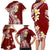 Hawaii Aloha Family Matching Long Sleeve Bodycon Dress and Hawaiian Shirt Plumeria Vintage - Crimson LT7 - Polynesian Pride