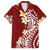 Hawaii Aloha Family Matching Off Shoulder Long Sleeve Dress and Hawaiian Shirt Plumeria Vintage - Crimson LT7 Dad's Shirt - Short Sleeve Crimson - Polynesian Pride