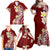 Hawaii Aloha Family Matching Off Shoulder Maxi Dress and Hawaiian Shirt Plumeria Vintage - Crimson LT7 - Polynesian Pride