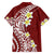 Hawaii Aloha Family Matching Off Shoulder Short Dress and Hawaiian Shirt Plumeria Vintage - Crimson LT7 - Polynesian Pride