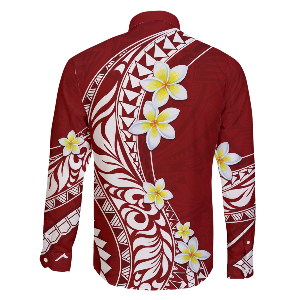 Hawaii Aloha Family Matching Puletasi Dress and Hawaiian Shirt Plumeria Vintage - Crimson LT7 - Polynesian Pride