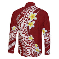 Hawaii Aloha Family Matching Puletasi Dress and Hawaiian Shirt Plumeria Vintage - Crimson LT7 - Polynesian Pride