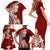 Hawaii Aloha Family Matching Short Sleeve Bodycon Dress and Hawaiian Shirt Plumeria Vintage - Crimson LT7 - Polynesian Pride