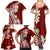 Hawaii Aloha Family Matching Summer Maxi Dress and Hawaiian Shirt Plumeria Vintage - Crimson LT7 - Polynesian Pride