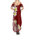 Hawaii Aloha Family Matching Summer Maxi Dress and Hawaiian Shirt Plumeria Vintage - Crimson LT7 - Polynesian Pride