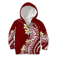 Hawaii Aloha Kid Hoodie Plumeria Vintage - Crimson LT7 Zip Hoodie Crimson - Polynesian Pride