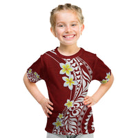 Hawaii Aloha Kid T Shirt Plumeria Vintage - Crimson LT7 Crimson - Polynesian Pride