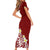 Hawaii Aloha Short Sleeve Bodycon Dress Plumeria Vintage - Crimson LT7 - Polynesian Pride