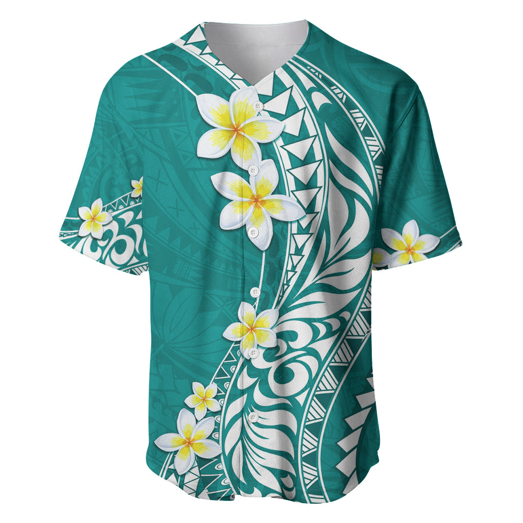 Hawaii Aloha Baseball Jersey Plumeria Vintage - Teal LT7 Teal - Polynesian Pride