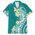 Hawaii Aloha Family Matching Long Sleeve Bodycon Dress and Hawaiian Shirt Plumeria Vintage - Teal LT7 Dad's Shirt - Short Sleeve Teal - Polynesian Pride