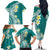 Hawaii Aloha Family Matching Off Shoulder Long Sleeve Dress and Hawaiian Shirt Plumeria Vintage - Teal LT7 - Polynesian Pride