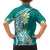 Hawaii Aloha Family Matching Off Shoulder Short Dress and Hawaiian Shirt Plumeria Vintage - Teal LT7 - Polynesian Pride