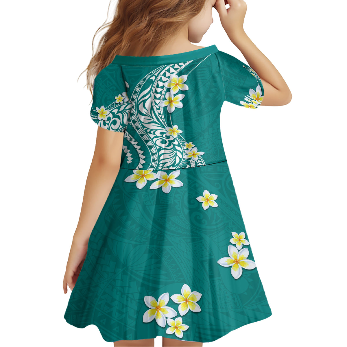 Hawaii Aloha Family Matching Short Sleeve Bodycon Dress and Hawaiian Shirt Plumeria Vintage - Teal LT7 - Polynesian Pride