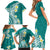 Hawaii Aloha Family Matching Short Sleeve Bodycon Dress and Hawaiian Shirt Plumeria Vintage - Teal LT7 - Polynesian Pride