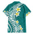 Hawaii Aloha Family Matching Short Sleeve Bodycon Dress and Hawaiian Shirt Plumeria Vintage - Teal LT7 - Polynesian Pride