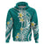 Hawaii Aloha Hoodie Plumeria Vintage - Teal LT7 Zip Hoodie Teal - Polynesian Pride