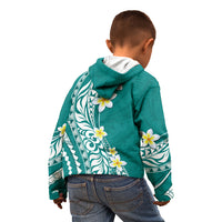 Hawaii Aloha Kid Hoodie Plumeria Vintage - Teal LT7 - Polynesian Pride
