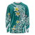 Hawaii Aloha Long Sleeve Shirt Plumeria Vintage - Teal LT7 Unisex Teal - Polynesian Pride