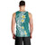 Hawaii Aloha Men Tank Top Plumeria Vintage - Teal LT7 - Polynesian Pride