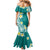 Hawaii Aloha Mermaid Dress Plumeria Vintage - Teal LT7 - Polynesian Pride