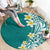 Hawaii Aloha Round Carpet Plumeria Vintage - Teal LT7 - Polynesian Pride