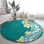 Hawaii Aloha Round Carpet Plumeria Vintage - Teal LT7 - Polynesian Pride