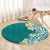 Hawaii Aloha Round Carpet Plumeria Vintage - Teal LT7 - Polynesian Pride